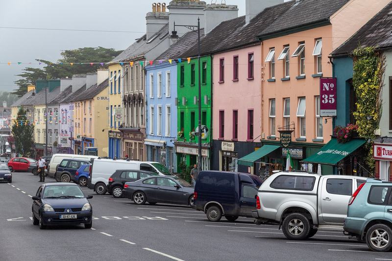 Brightly painted shops on Main Street, Kenmare